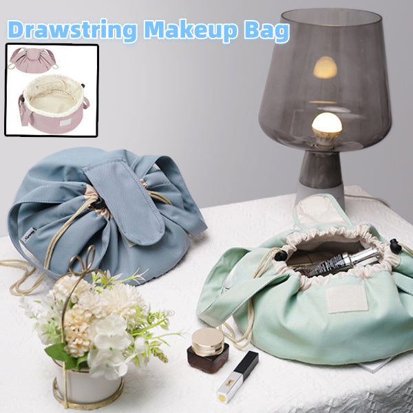 Barrel Drawstring Makeup Bag Large Capacity Women's Cosmetic Bag Toiletries Organizer Pouch Lady Travel Storage Case - www.Shopthatapp.com