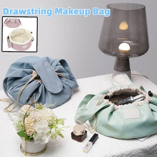 Barrel Drawstring Makeup Bag Large Capacity Women's Cosmetic Bag Toiletries Organizer Pouch Lady Travel Storage Case - www.Shopthatapp.com