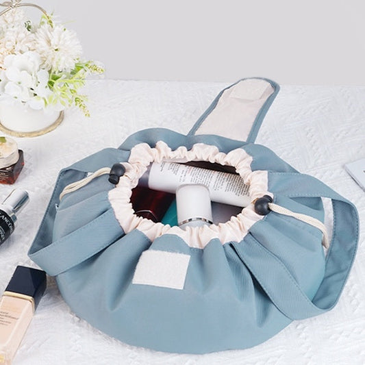 Barrel Drawstring Makeup Bag Large Capacity Women's Cosmetic Bag Toiletries Organizer Pouch Lady Travel Storage Case - www.Shopthatapp.com