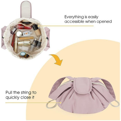 Barrel Drawstring Makeup Bag Large Capacity Women's Cosmetic Bag Toiletries Organizer Pouch Lady Travel Storage Case - www.Shopthatapp.com