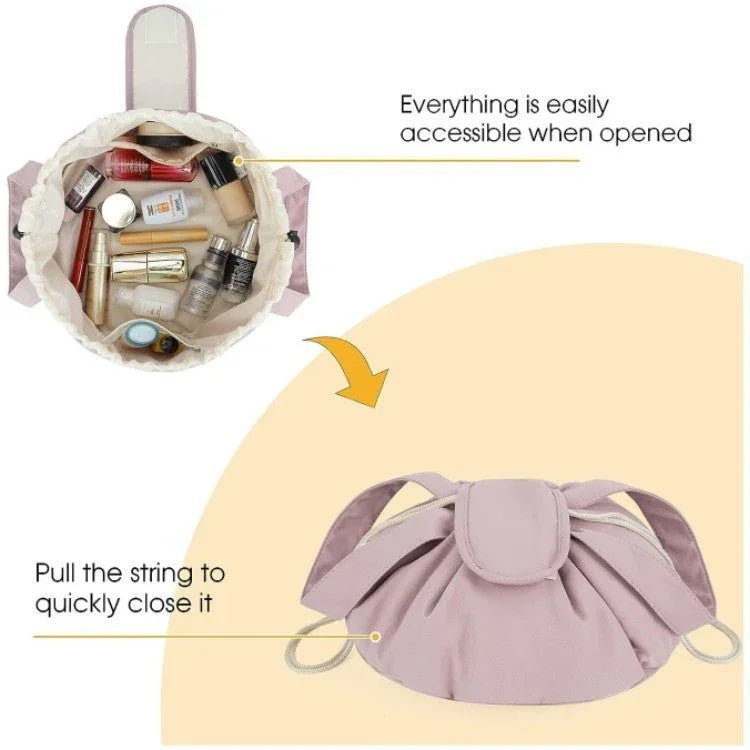 Barrel Drawstring Makeup Bag Large Capacity Women's Cosmetic Bag Toiletries Organizer Pouch Lady Travel Storage Case - www.Shopthatapp.com