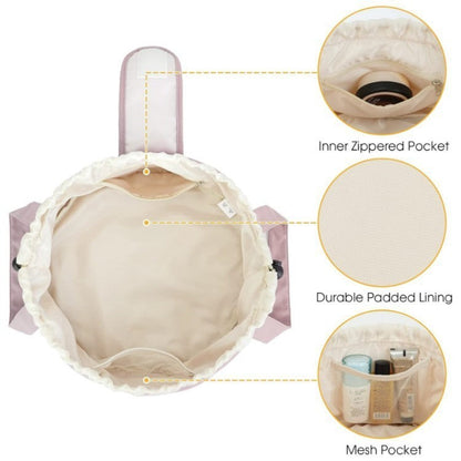 Barrel Drawstring Makeup Bag Large Capacity Women's Cosmetic Bag Toiletries Organizer Pouch Lady Travel Storage Case - www.Shopthatapp.com
