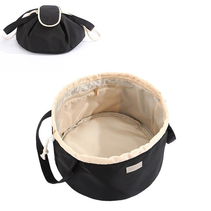 Barrel Drawstring Makeup Bag Large Capacity Women's Cosmetic Bag Toiletries Organizer Pouch Lady Travel Storage Case - www.Shopthatapp.com