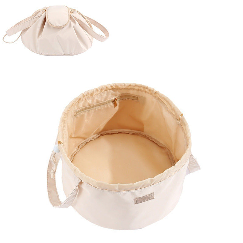Barrel Drawstring Makeup Bag Large Capacity Women's Cosmetic Bag Toiletries Organizer Pouch Lady Travel Storage Case - www.Shopthatapp.com