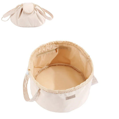 Barrel Drawstring Makeup Bag Large Capacity Women's Cosmetic Bag Toiletries Organizer Pouch Lady Travel Storage Case - www.Shopthatapp.com