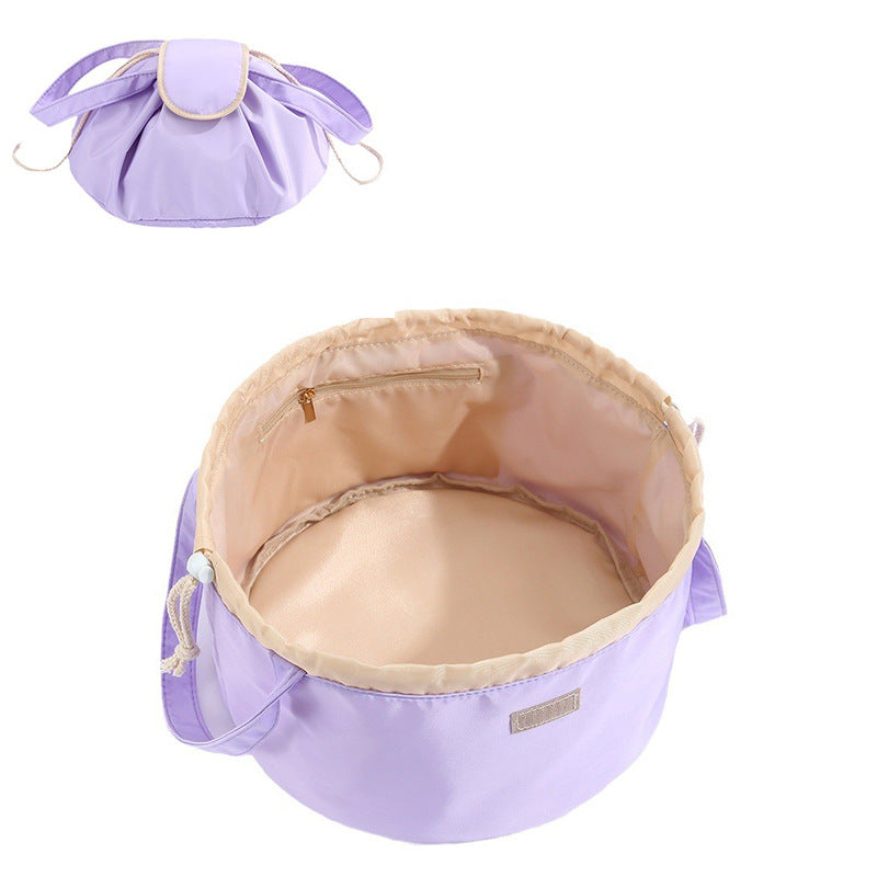 Barrel Drawstring Makeup Bag Large Capacity Women's Cosmetic Bag Toiletries Organizer Pouch Lady Travel Storage Case - www.Shopthatapp.com