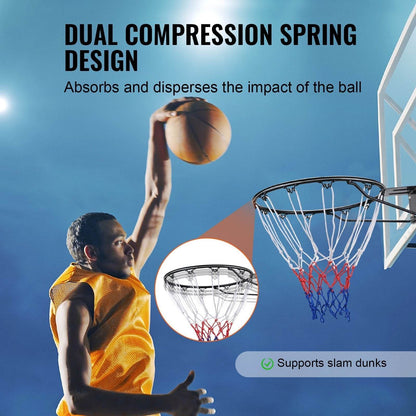 Basketball Rim, Wall Door Mounted Basketball Hoop, Heavy Duty Q235 Basketball Flex Rim Goal Replacement With Net And Double Spring, Standard 18 Indoor Outdoor Hanging Hoop For Kids Adults - www.Shopthatapp.com #
