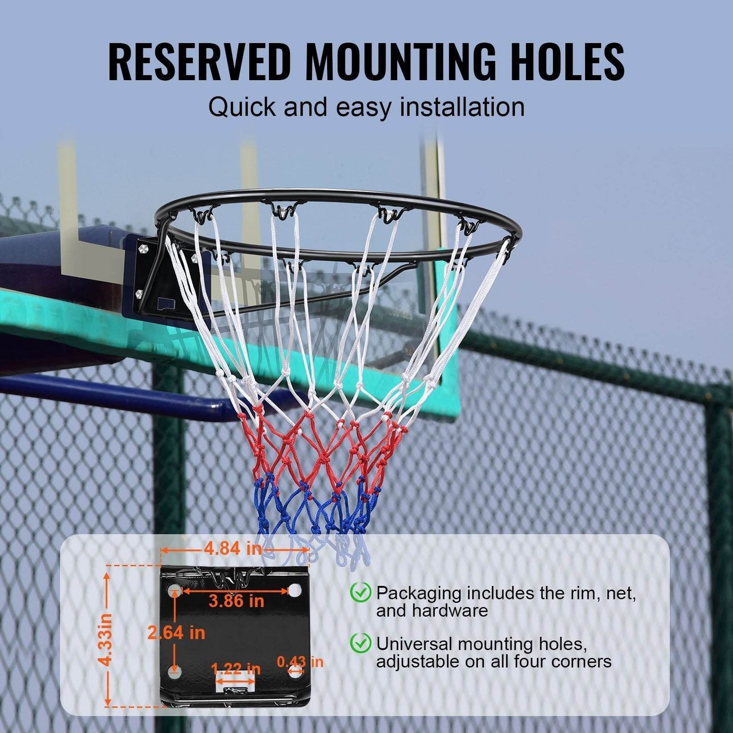 Basketball Rim, Wall Door Mounted Basketball Hoop, Heavy Duty Q235 Basketball Flex Rim Goal Replacement With Net And Double Spring, Standard 18 Indoor Outdoor Hanging Hoop For Kids Adults - www.Shopthatapp.com #