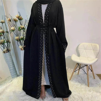 Beaded Arab  Lace Up Cardigan Robe - www.Shopthatapp.com
