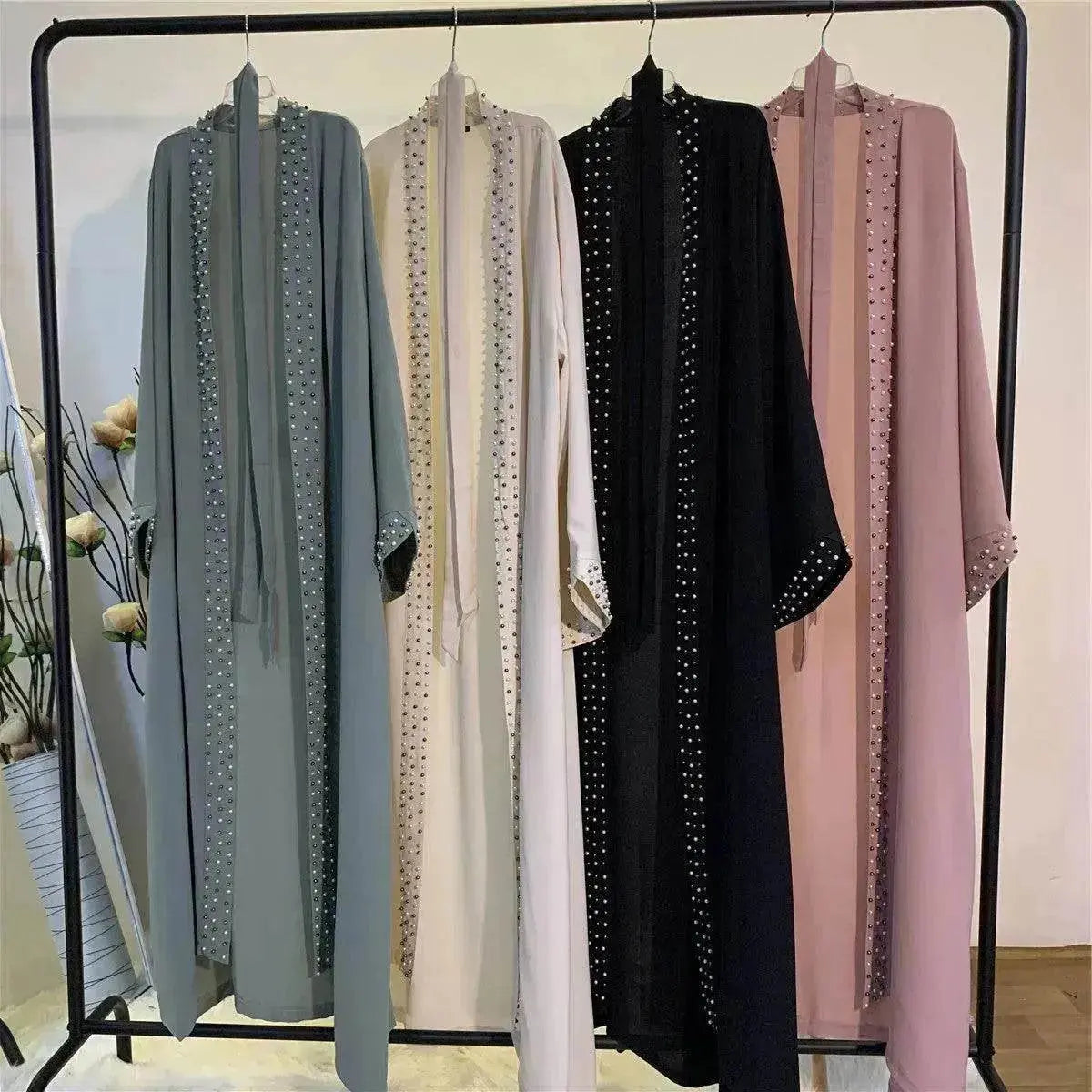 Beaded Arab  Lace Up Cardigan Robe - www.Shopthatapp.com