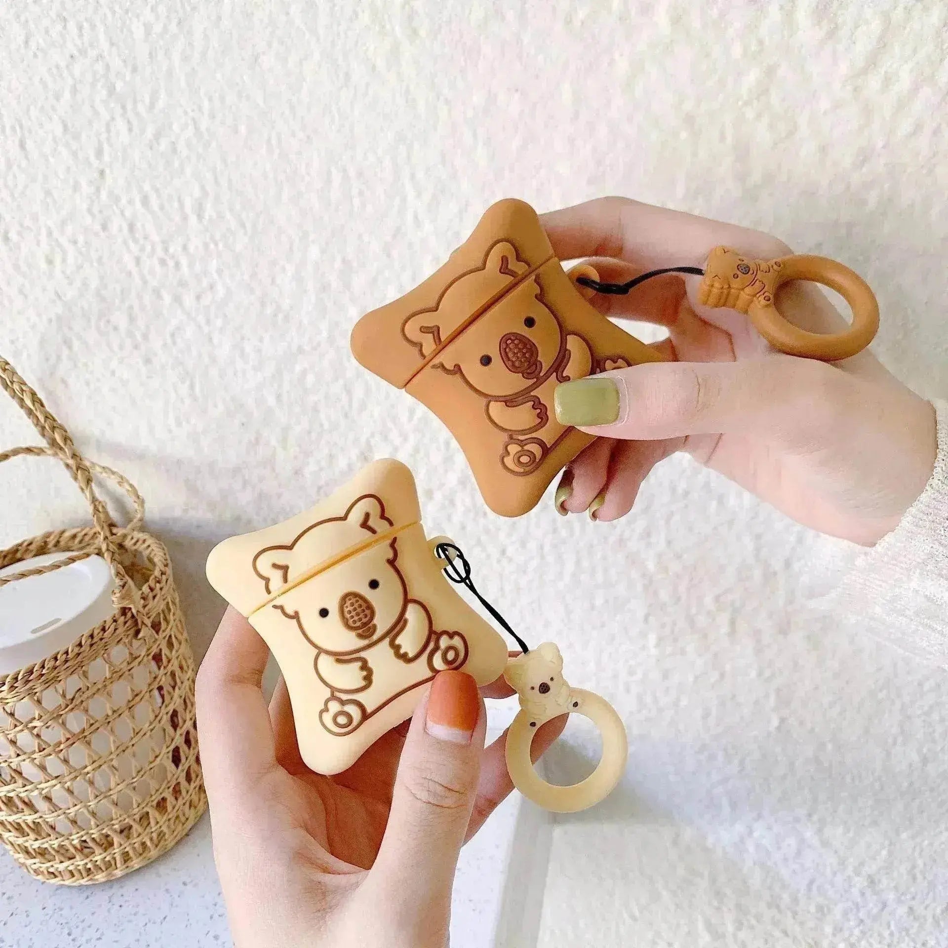 Bear Biscuit Storage Airpods Protective Cover Case - www.Shopthatapp.com