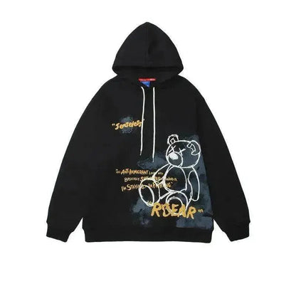 Bear Graphic Print Hoodie - www.Shopthatapp.com