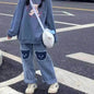 Bear Patchwork Jeans Women's New Loose Wide-leg Pants - www.Shopthatapp.com