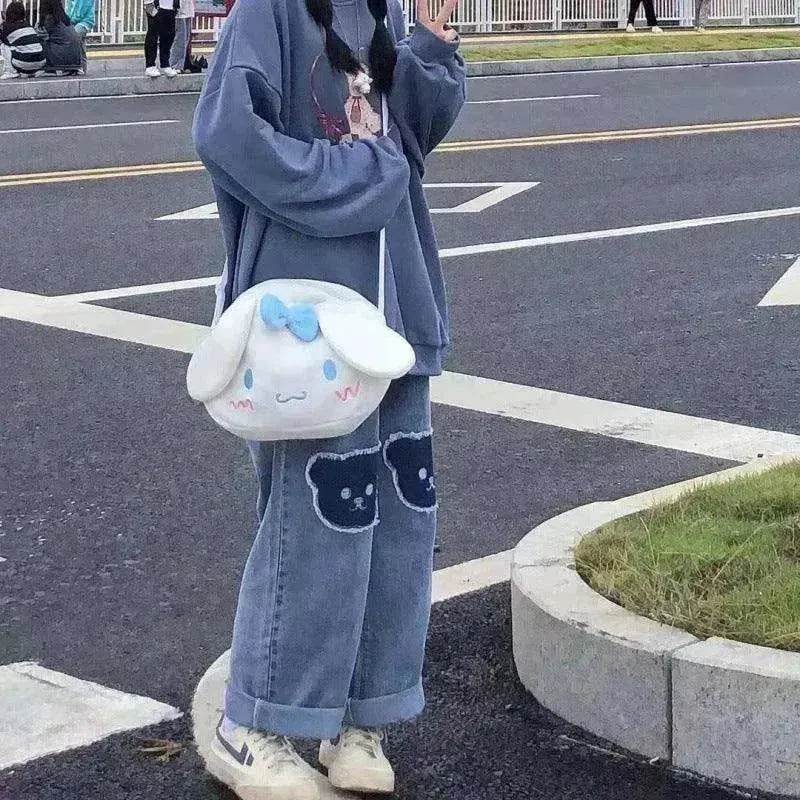 Bear Patchwork Jeans Women's New Loose Wide-leg Pants - www.Shopthatapp.com