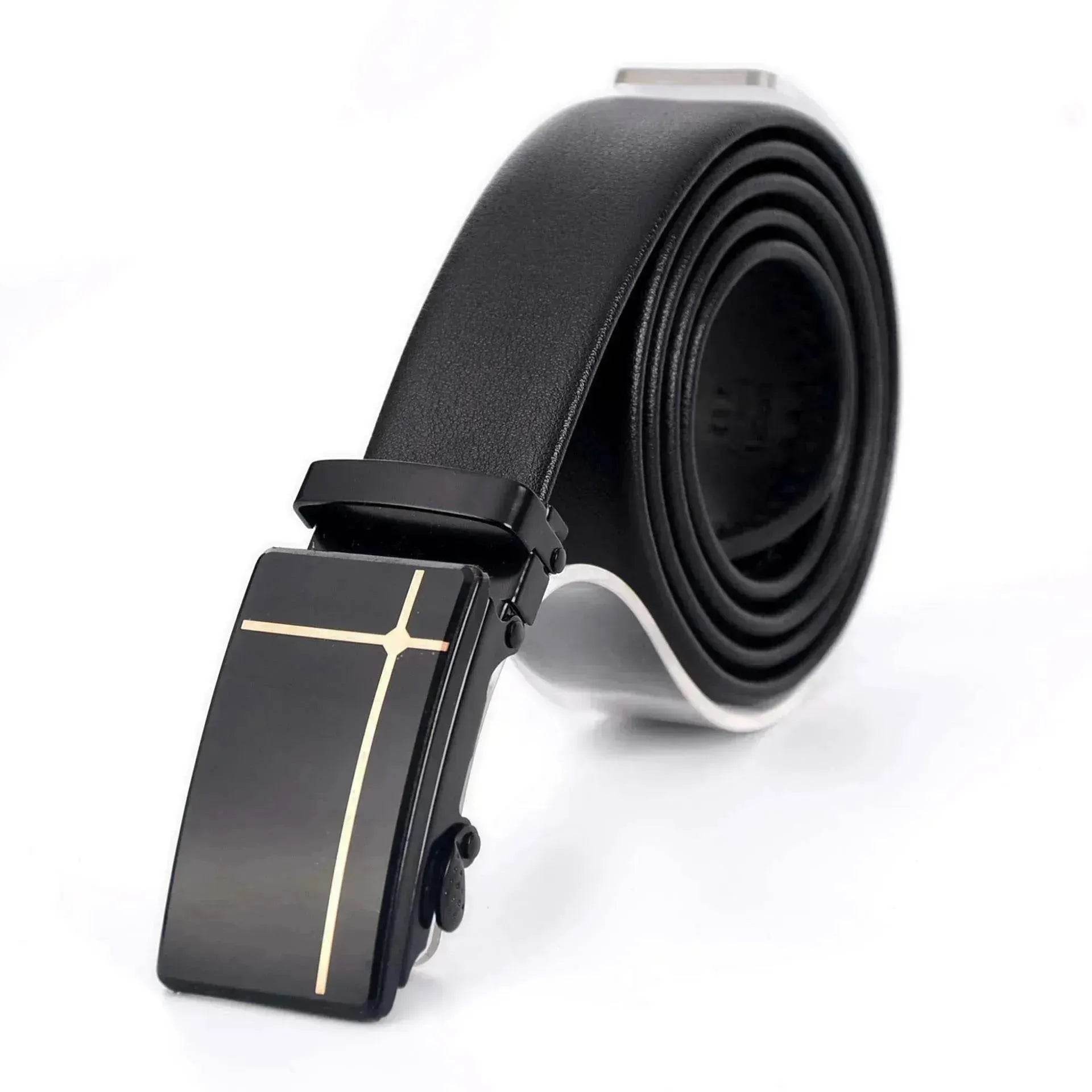 Belt Men's Automatic Buckle Belt Mirror Acrylic Iron Button Men's Business Casual Belt - www.Shopthatapp.com