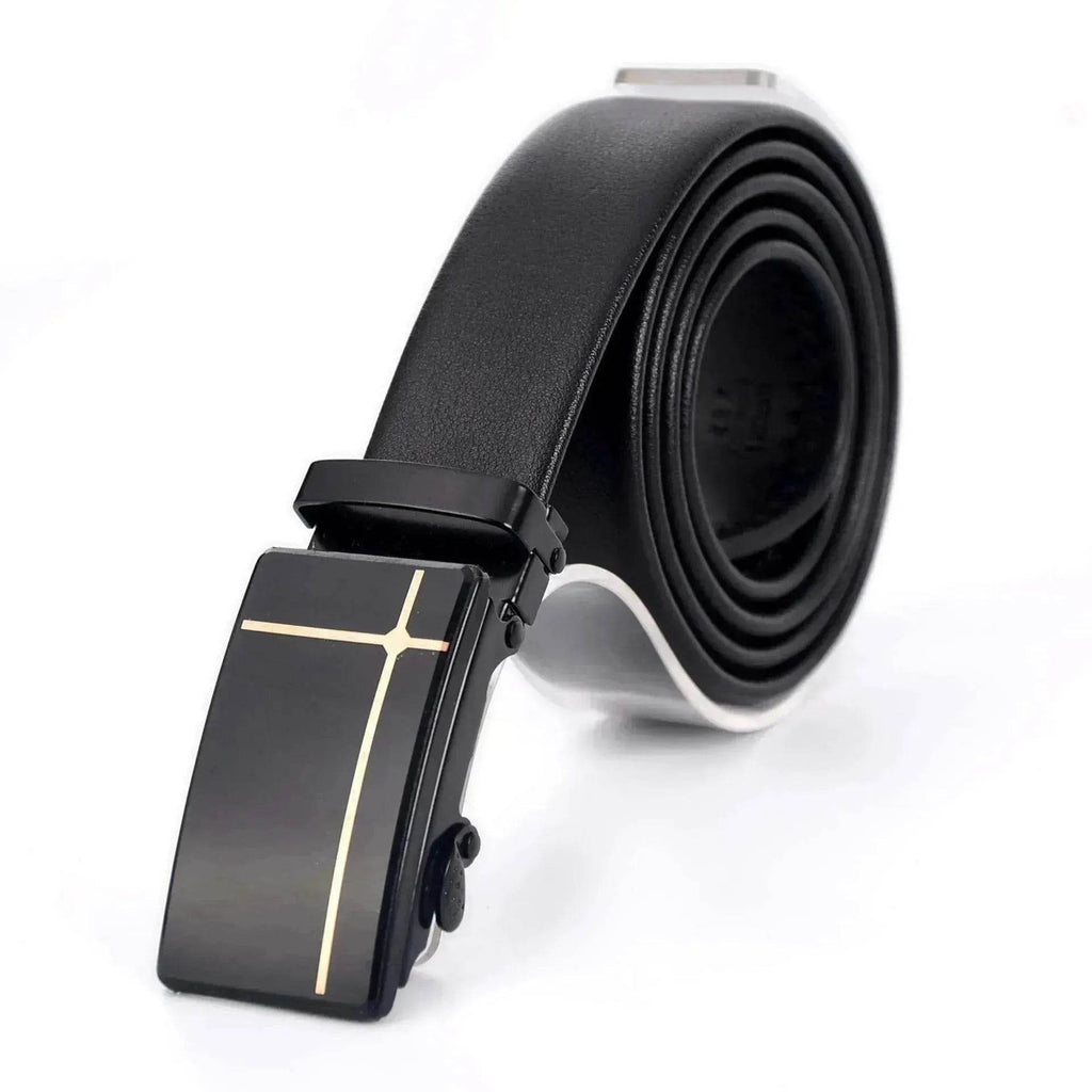 Belt Men's Automatic Buckle Belt Mirror Acrylic Iron Button Men's Business Casual Belt - www.Shopthatapp.com