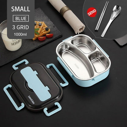 Bento Box-Dishware-www.Shopthatapp.com-Color:1000ml 3 Grid Blue-KitchenJoint