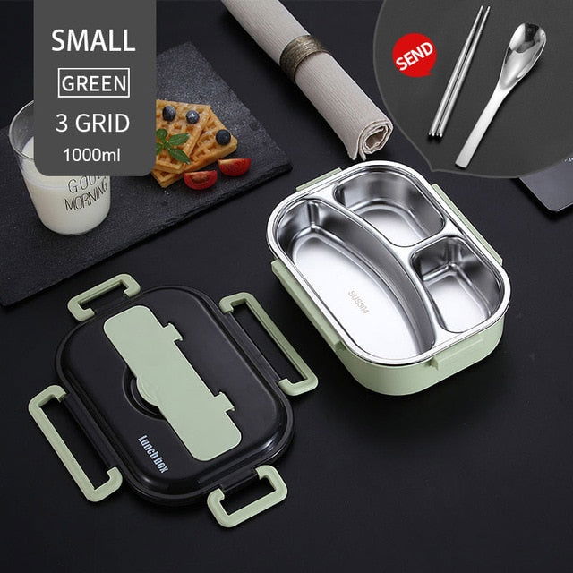 Bento Box-Dishware-www.Shopthatapp.com-Color:1000ml 3 Grid Green-KitchenJoint