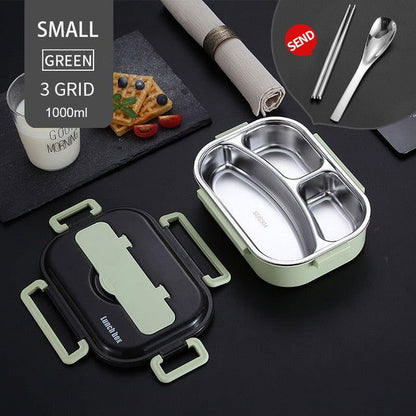 Bento Box-Dishware-www.Shopthatapp.com-Color:1000ml 3 Grid Green-KitchenJoint
