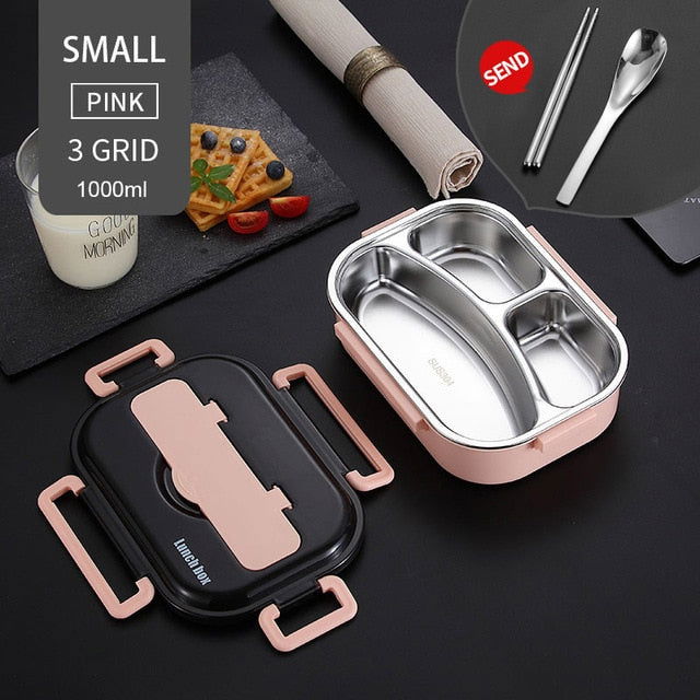 Bento Box-Dishware-www.Shopthatapp.com-Color:1000ml 3 Grid Pink-KitchenJoint