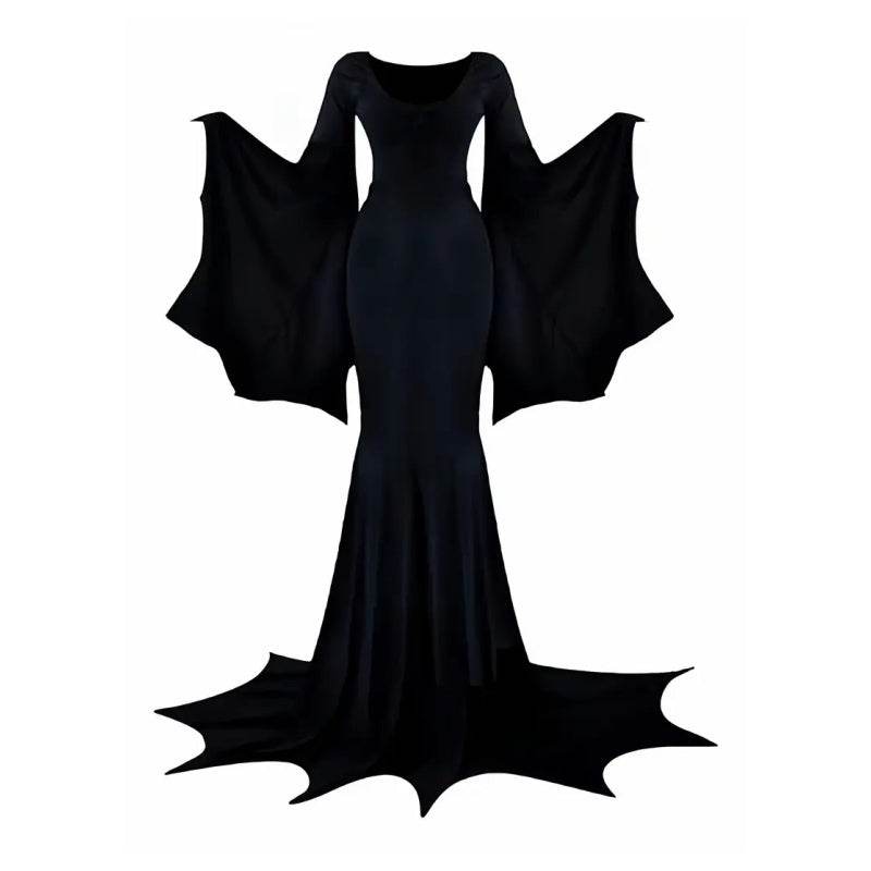 Black Costume Womens Gothic Witch Bat Sleeve Dress Halloween Cosplay Costumes Vintage Carnival Party Outfit - www.Shopthatapp.com #