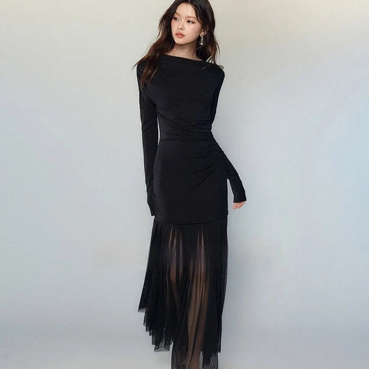 Black Panel Mesh Dress Women - www.Shopthatapp.com