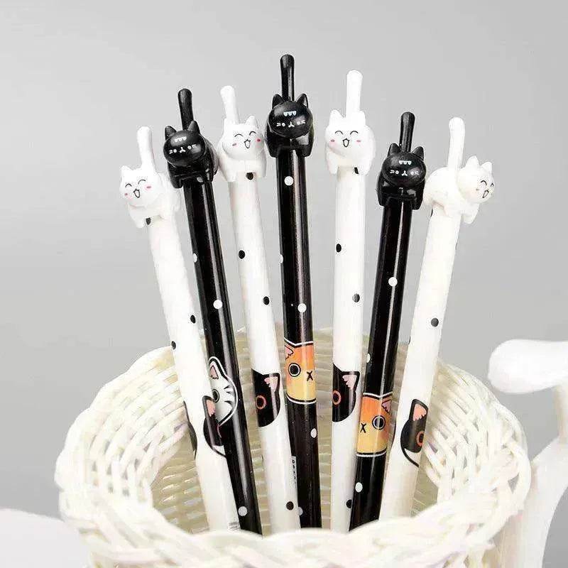 Black & White Cat Pattern Office School Supplies Gel Pen - www.Shopthatapp.com