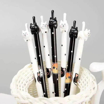 Black & White Cat Pattern Office School Supplies Gel Pen - www.Shopthatapp.com