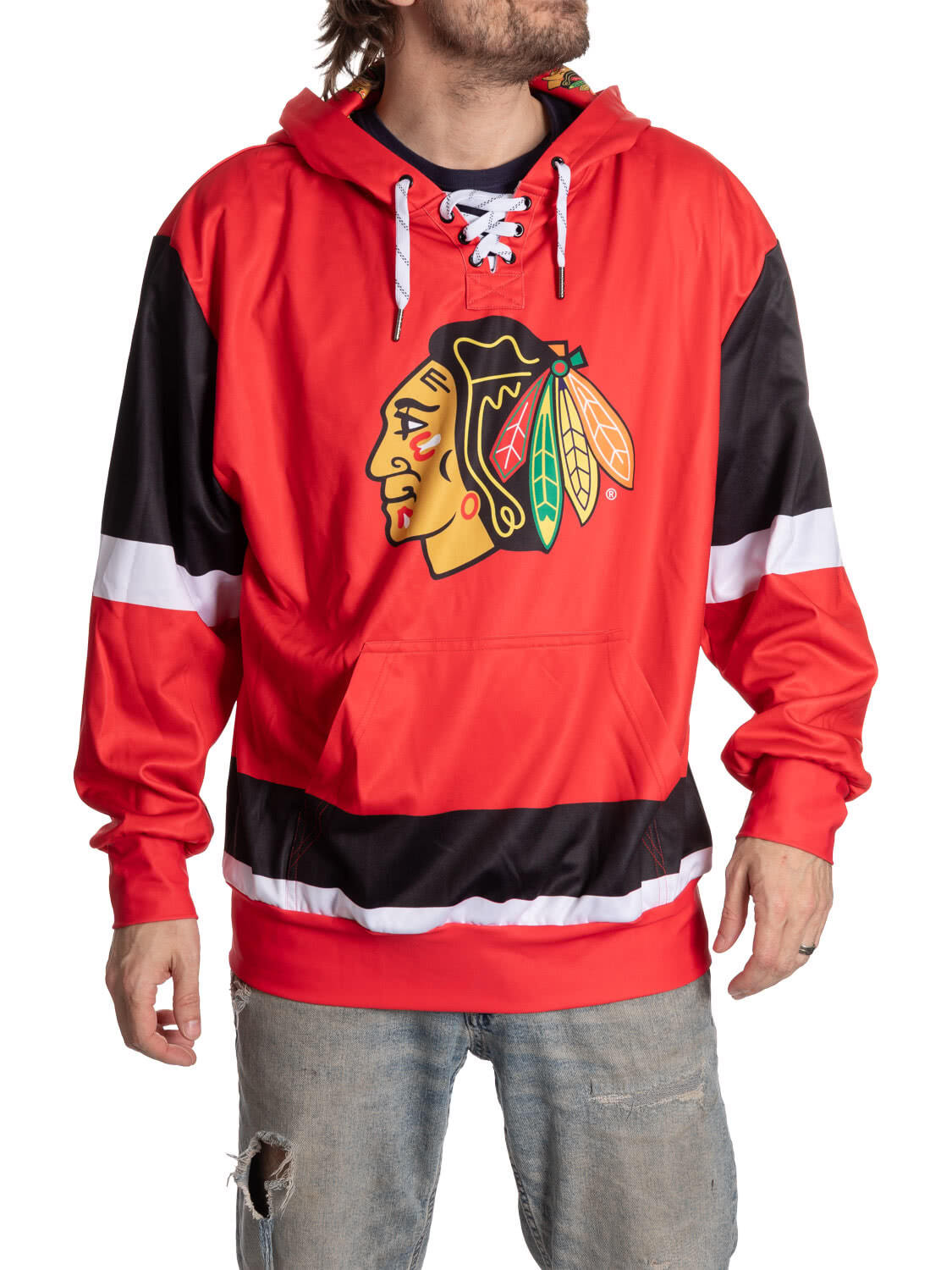 Chicago Blackhawks Hockey Lace Hoodie - www.Shopthatapp.com
