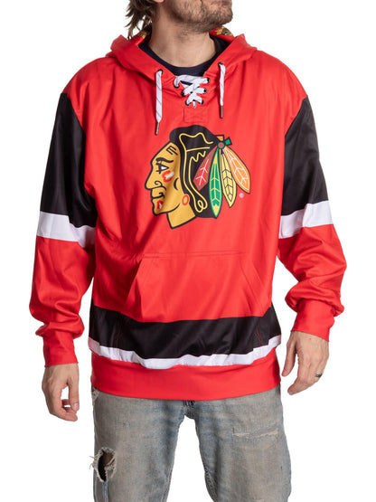 Chicago Blackhawks Hockey Lace Hoodie - www.Shopthatapp.com