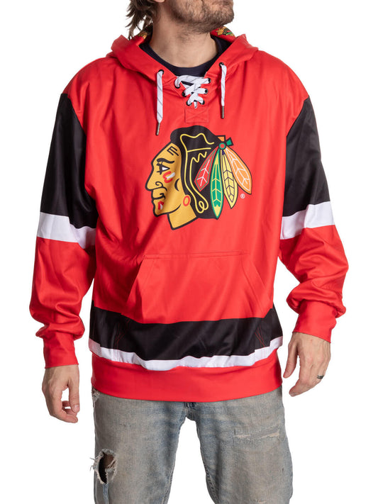 Chicago Blackhawks Hockey Lace Hoodie - www.Shopthatapp.com