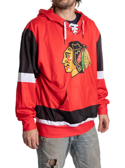 Chicago Blackhawks Hockey Lace Hoodie - www.Shopthatapp.com