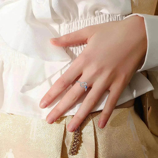 Blue Crystal Letter M Initial Alphabet Ring in 925 Sterling Silver - www.Shopthatapp.com