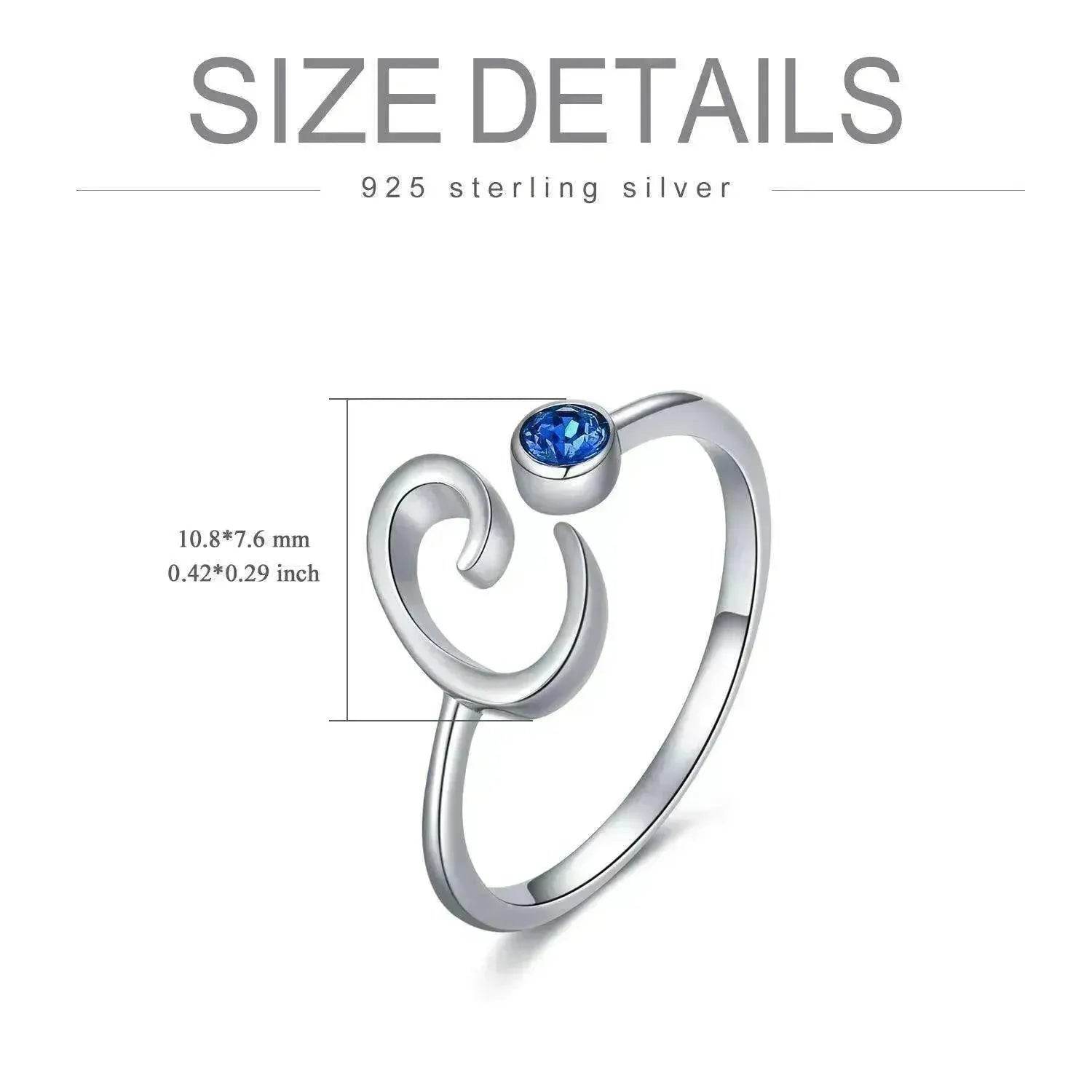 Blue Crystal Letter M Initial Alphabet Ring in 925 Sterling Silver - www.Shopthatapp.com