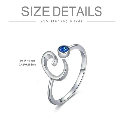 Blue Crystal Letter M Initial Alphabet Ring in 925 Sterling Silver - www.Shopthatapp.com