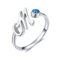 Blue Crystal Letter M Initial Alphabet Ring in 925 Sterling Silver - www.Shopthatapp.com