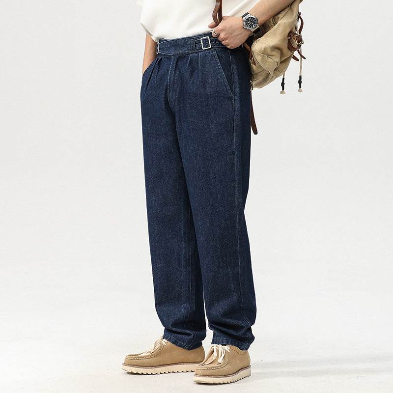 Blue Denim Straight High Waist Jeans pant For Men - www.Shopthatapp.com #