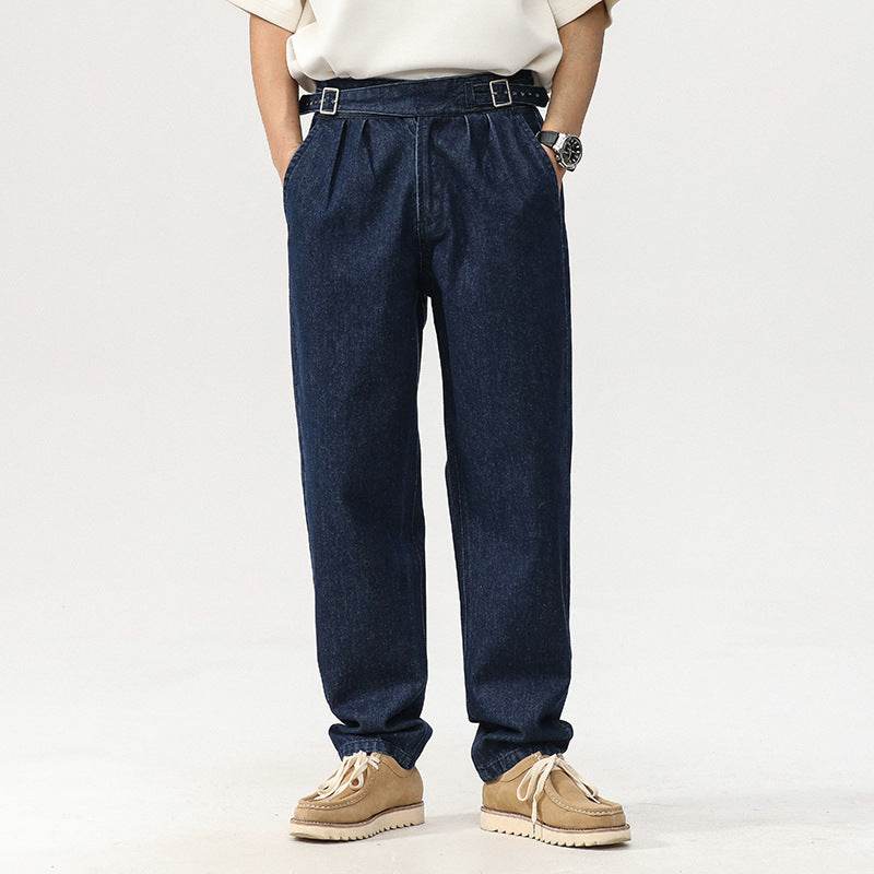 Blue Denim Straight High Waist Jeans pant For Men - www.Shopthatapp.com #