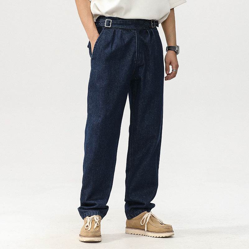 Blue Denim Straight High Waist Jeans pant For Men - www.Shopthatapp.com #