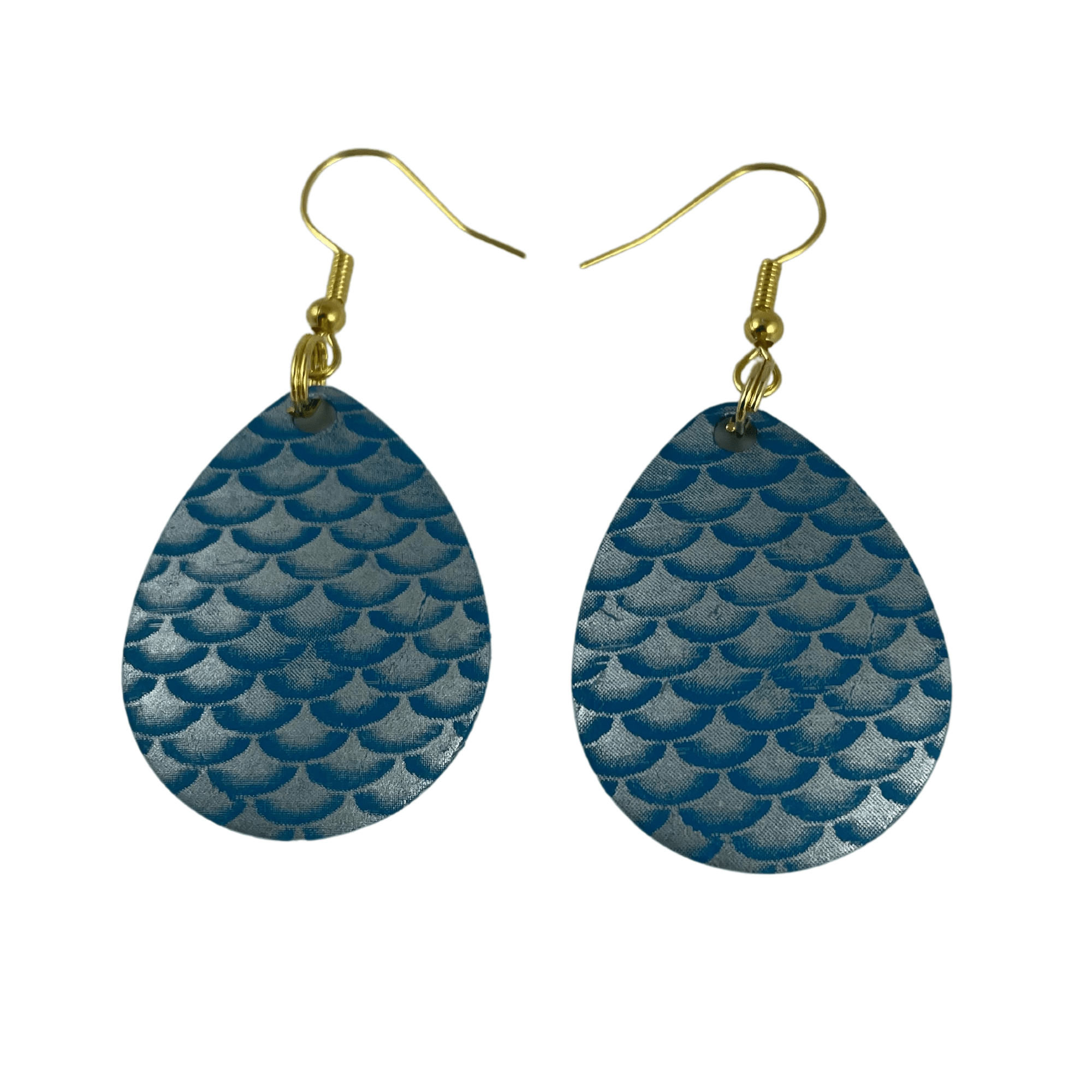 Colorado Blue Silver Scale Spinner Blade Earrings - www.Shopthatapp.com