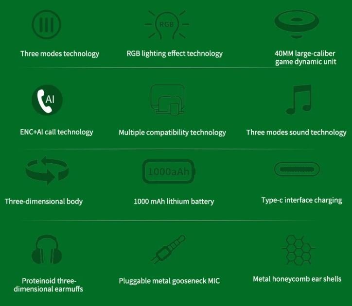 Bluetooth wireless headset Low Latency Gaming Headset LED RGB Microphone Pink / Black - www.Shopthatapp.com #