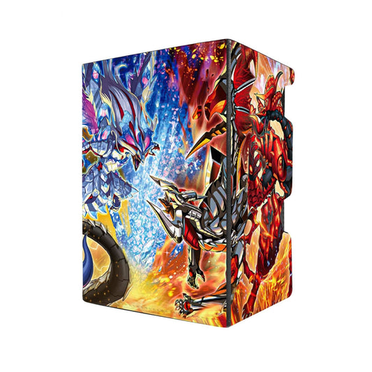 Branded Fusion Mach 3 deck box with vibrant artwork, dual trays, and faux leather finish.