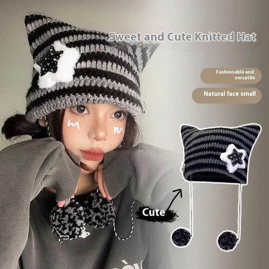 Breathable Windproof Cute Thermal Head Cover Woolen Cap beanies - www.Shopthatapp.com #