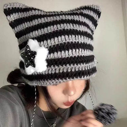 Breathable Windproof Cute Thermal Head Cover Woolen Cap beanies - www.Shopthatapp.com #