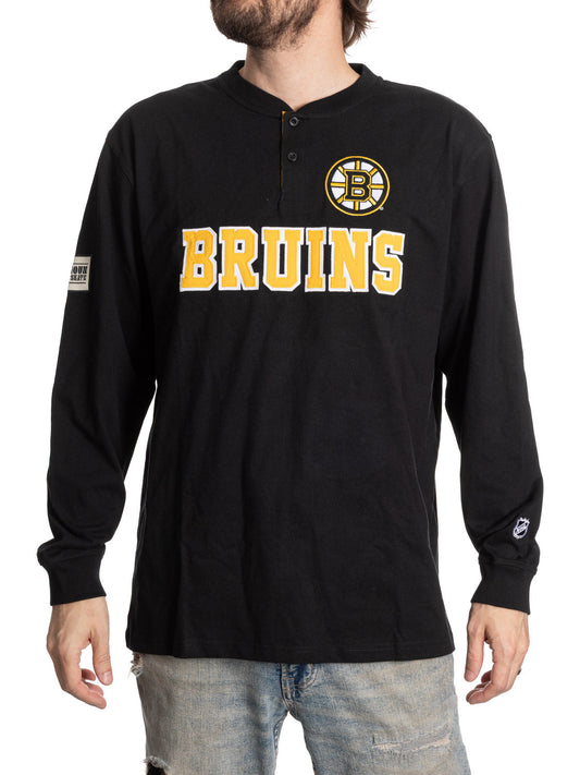 Boston Bruins Long Sleeve Henley - www.Shopthatapp.com