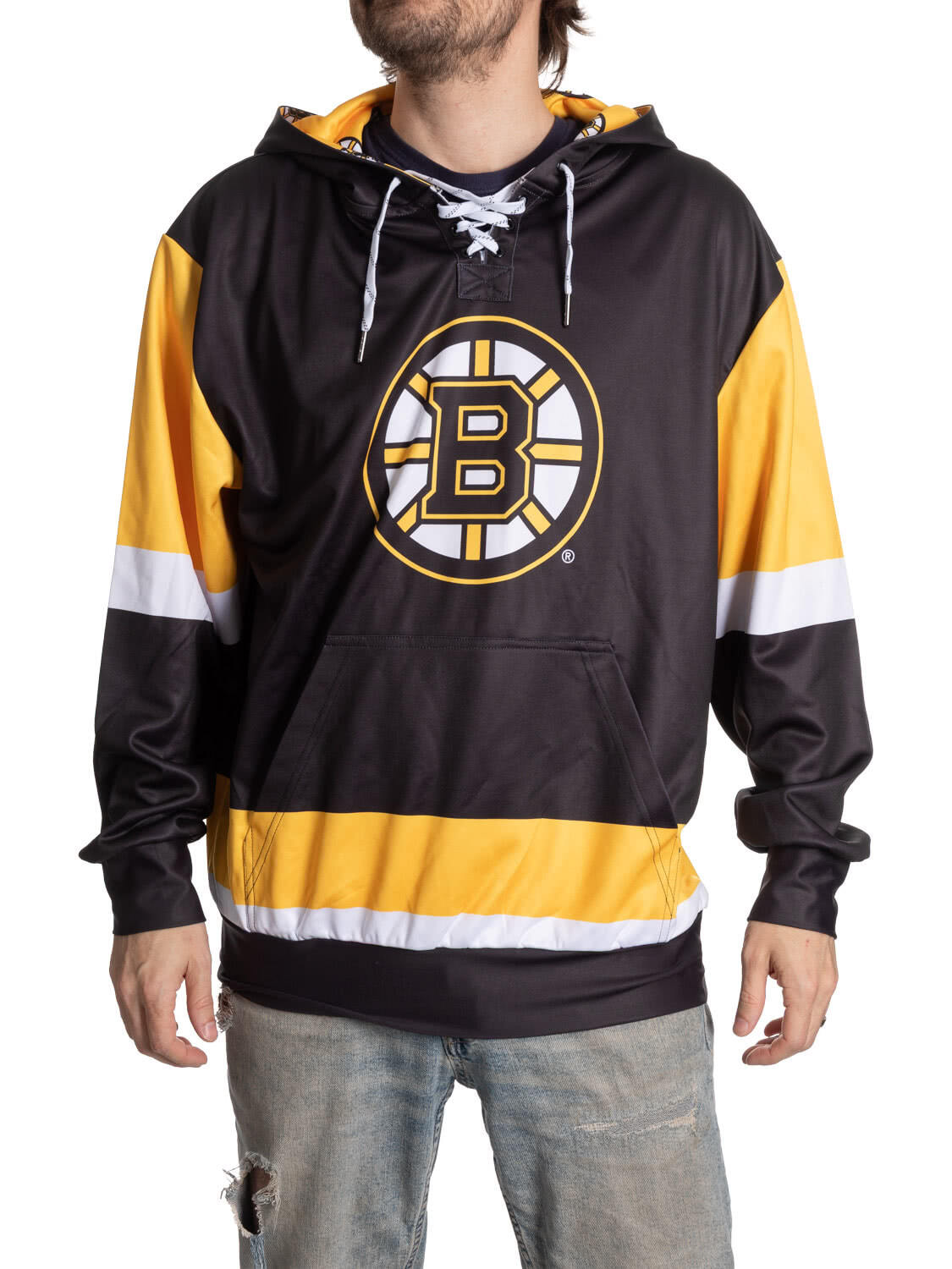 Boston Bruins Hockey Lace Hoodie - www.Shopthatapp.com