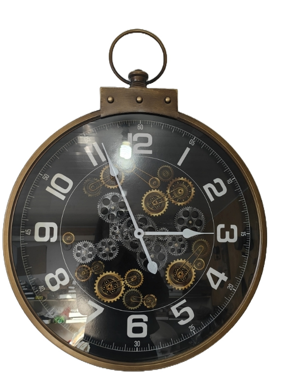 Brush Bronze Metal Rotating Gears Wall Clock - www.Shopthatapp.com