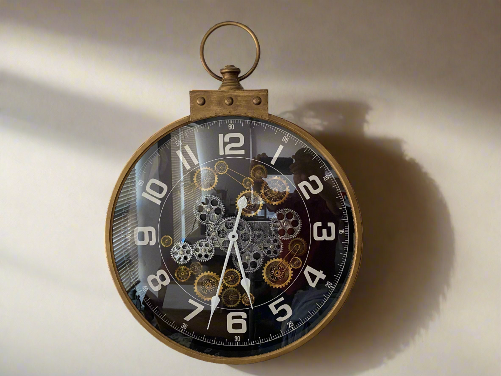 Brush Bronze Metal Rotating Gears Wall Clock - www.Shopthatapp.com