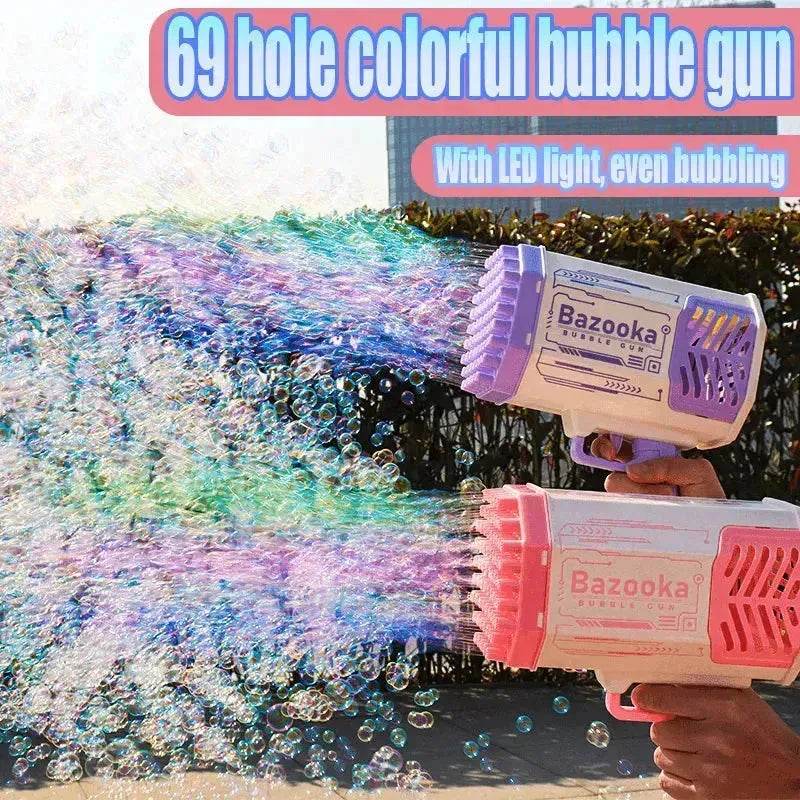 Bubble Gun Rocket 69 Holes Soap Blower With Light - www.Shopthatapp.com