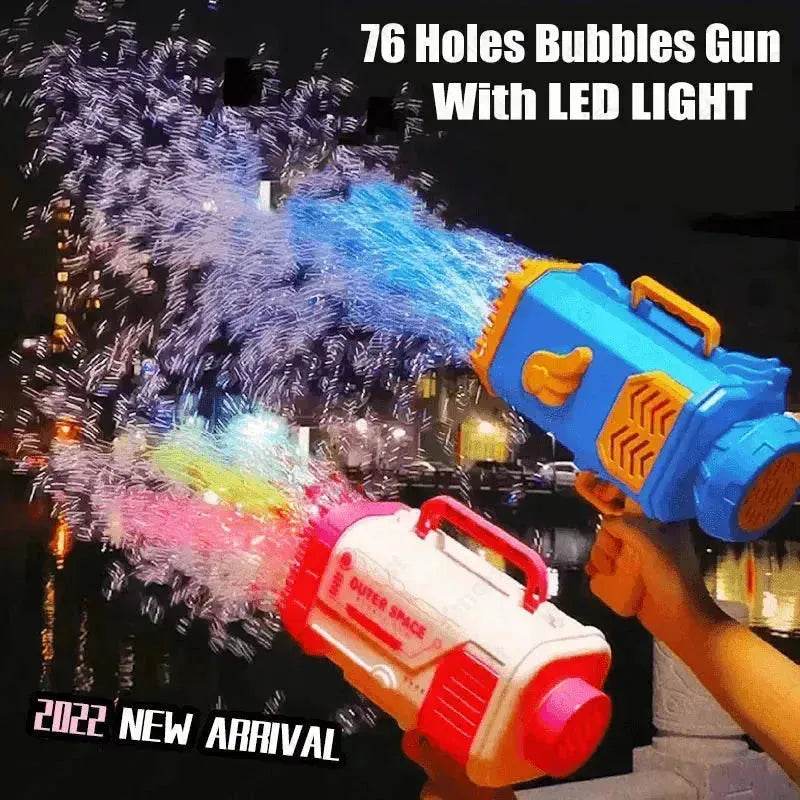 Bubble Gun Rocket 69 Holes Soap Blower With Light - www.Shopthatapp.com